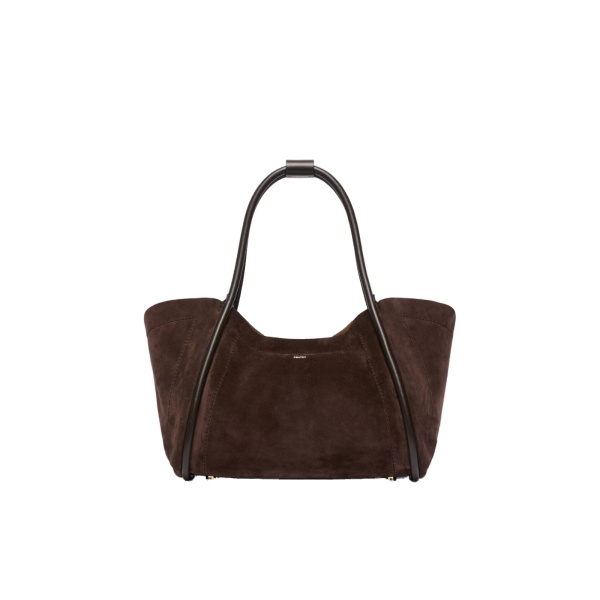 Max Mara Horizontal Suede Marine Bag in Dark Brown | Totes & Top-Handle Bags | Coveti