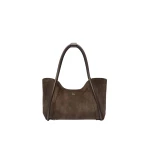 Max Mara Horizontal Suede Marine Bag in Dark Grey | Totes & Top-Handle Bags | Coveti