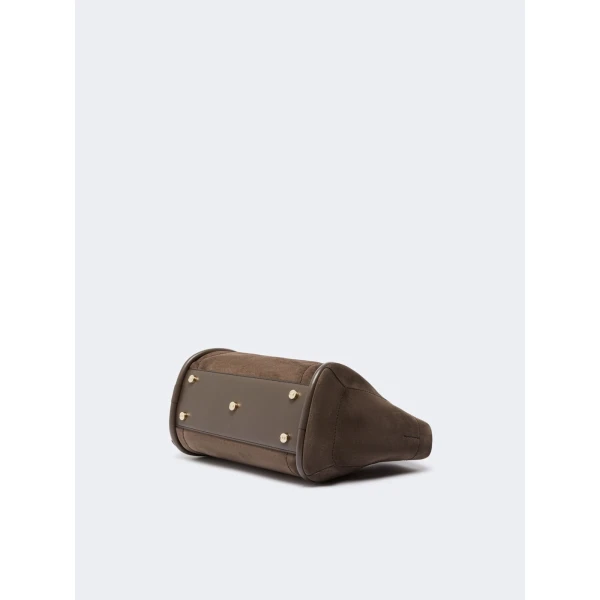Max Mara Horizontal Suede Marine Bag in Dark Grey | Totes & Top-Handle Bags | Coveti