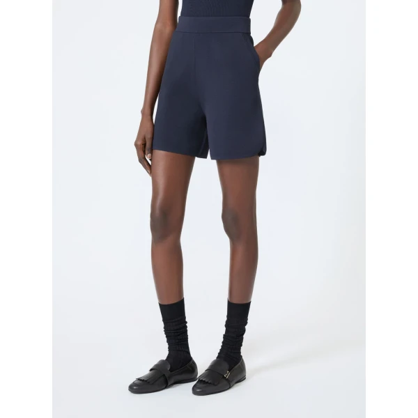 Max Mara Idoneo Crepe Yarn Shorts in Ultramarine | Shorts | Coveti