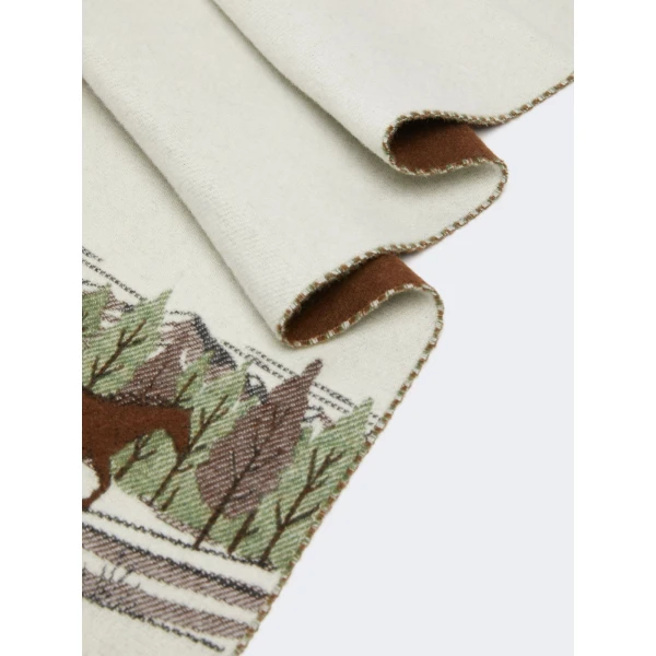 Max Mara Jacquard Wool Blend Stole in Ivory | Scarves | Coveti
