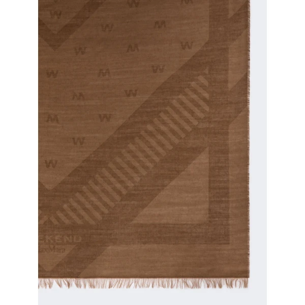 Max Mara Jacquard Wool and Modal Stole in Chocolate | Scarves | Coveti