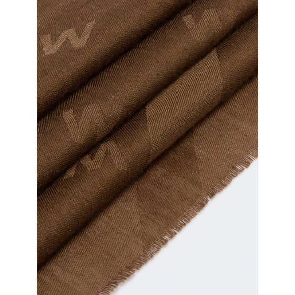 Max Mara Jacquard Wool and Modal Stole in Chocolate | Scarves | Coveti