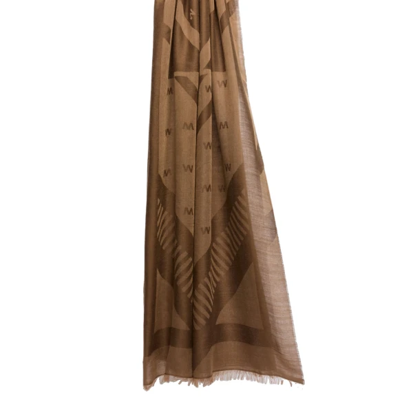 Max Mara Jacquard Wool and Modal Stole in Chocolate | Scarves | Coveti