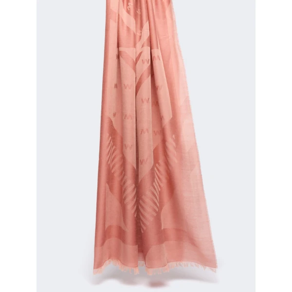 Max Mara Jacquard Wool and Modal Stole in Terra Cotta | Scarves | Coveti