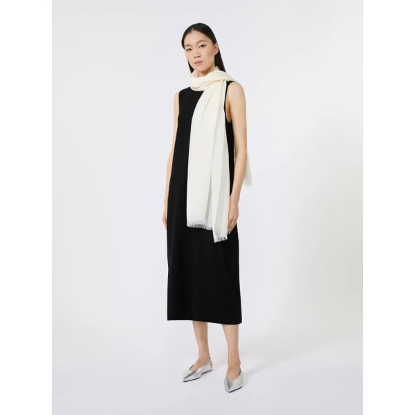 Max Mara Jacquard Wool and Modal Stole in White | Scarves | Coveti