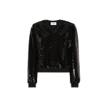 Max Mara Jersey and Sequin Blouse in Black | Blouse | Coveti