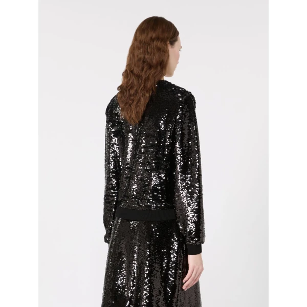 Max Mara Jersey and Sequin Blouse in Black | Blouse | Coveti