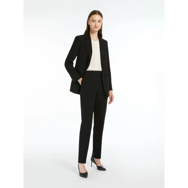 Max Mara Jerta Straight Cady Trousers in Black | Tailored pants | Coveti