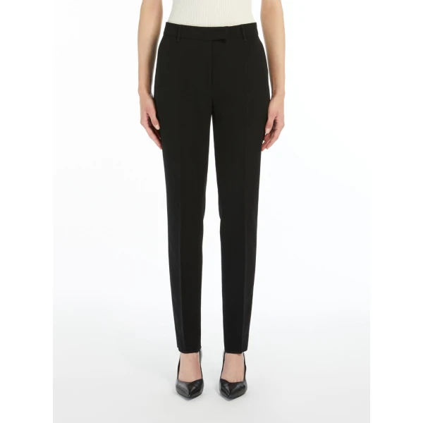 Max Mara Jerta Straight Cady Trousers in Black | Tailored pants | Coveti