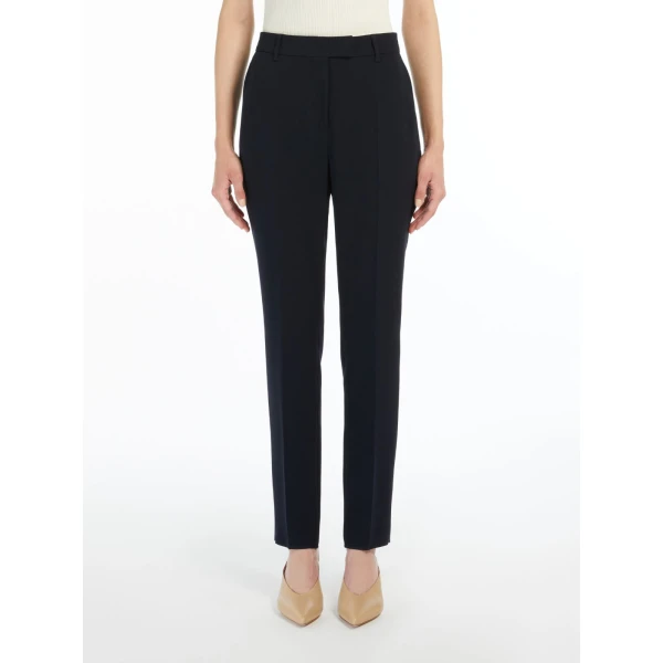 Max Mara Jerta Straight Cady Trousers in Navy | Tailored pants | Coveti