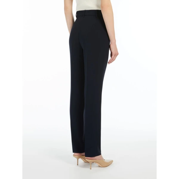 Max Mara Jerta Straight Cady Trousers in Navy | Tailored pants | Coveti