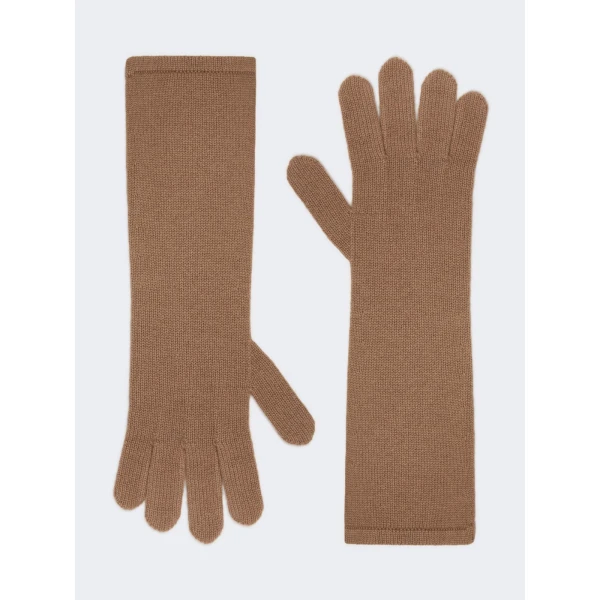 Max Mara Jock Long Cashmere Gloves in Hazelnut Brown | Gloves | Coveti