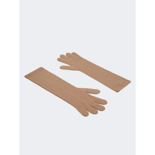 Max Mara Jock Long Cashmere Gloves in Hazelnut Brown | Gloves | Coveti