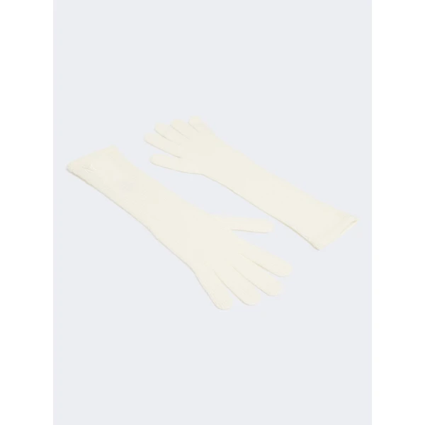 Max Mara Jock Long Cashmere Gloves in Ivory | Gloves | Coveti