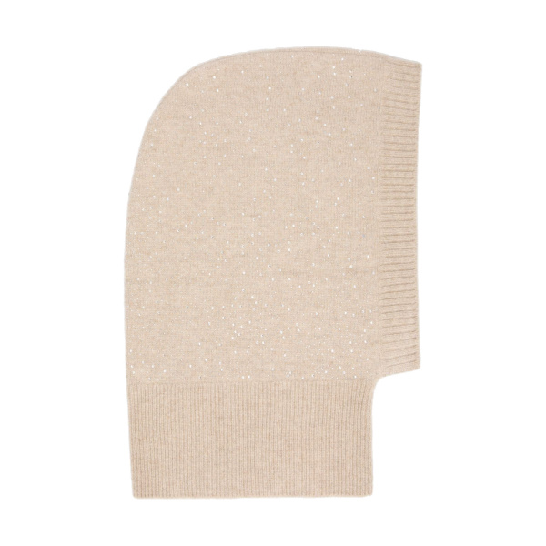 Max Mara Junior Cashmere Rhinestone Balaclava in Beige | Hats | Coveti