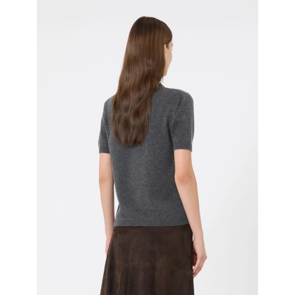 Max Mara Just Wool and Cashmere Short-Sleeve Sweater in Medium Grey | Sweaters | Coveti
