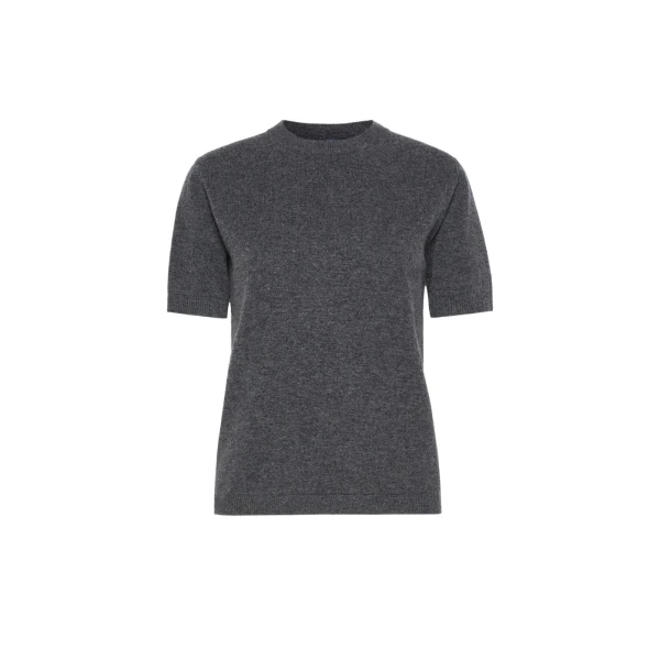 Max Mara Just Wool and Cashmere Short-Sleeve Sweater in Medium Grey | Sweaters | Coveti