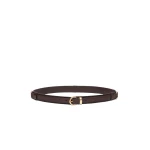 Max Mara Kaki Leather Belt with Rectangular Rings in Dark Brown | Women | Coveti