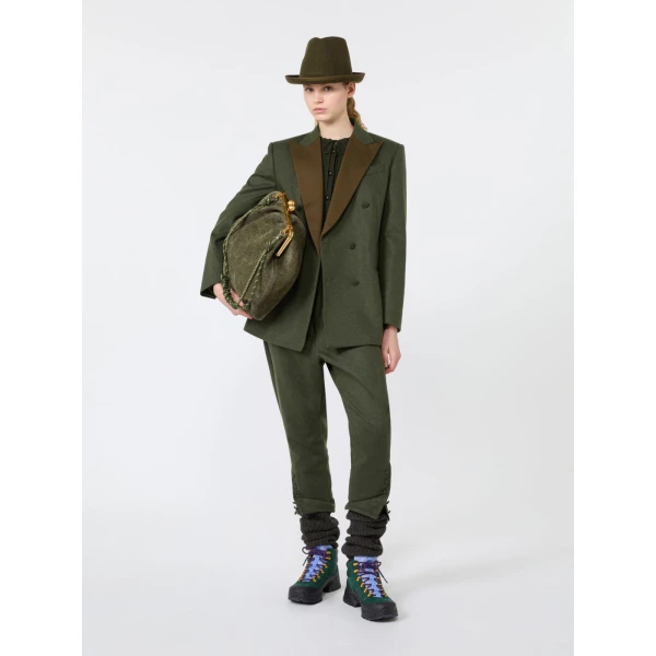 Max Mara Kaki Ribbed Wool Cardigan in Moss Green | Cardigan | Coveti