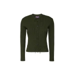 Max Mara Kaki Ribbed Wool Cardigan in Moss Green | Cardigan | Coveti