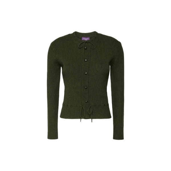 Max Mara Kaki Ribbed Wool Cardigan in Moss Green | Cardigan | Coveti
