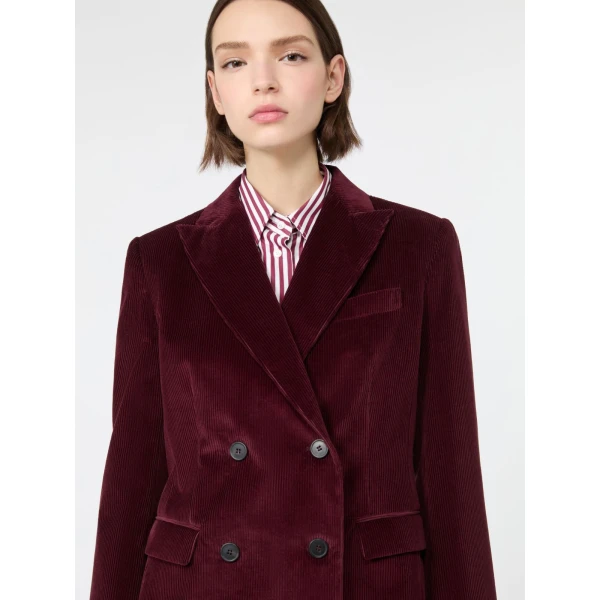Max Mara Katanga Cotton Corduroy Double-Breasted Blazer in Bordeaux | Blazers | Coveti