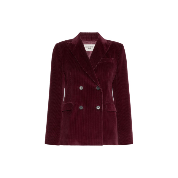 Max Mara Katanga Cotton Corduroy Double-Breasted Blazer in Bordeaux | Blazers | Coveti