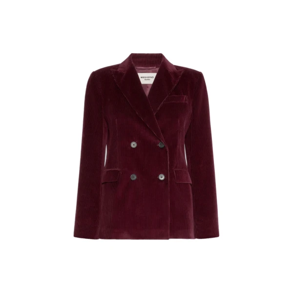 Max Mara Katanga Cotton Corduroy Double-Breasted Blazer in Bordeaux | Blazers | Coveti