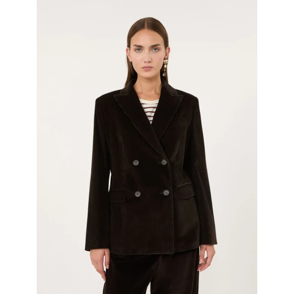 Max Mara Katanga Cotton Corduroy Double-Breasted Blazer in Dark Brown | Blazers | Coveti