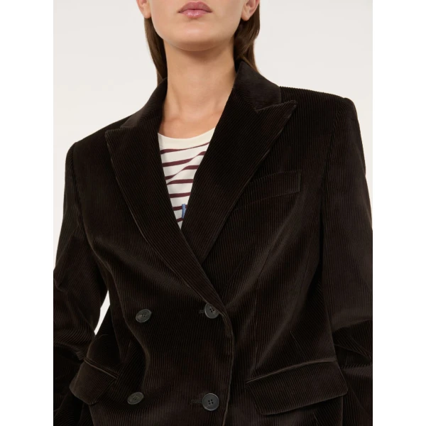 Max Mara Katanga Cotton Corduroy Double-Breasted Blazer in Dark Brown | Blazers | Coveti