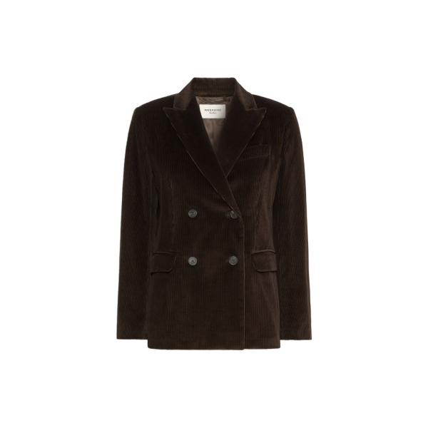 Max Mara Katanga Cotton Corduroy Double-Breasted Blazer in Dark Brown | Blazers | Coveti
