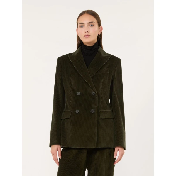 Max Mara Katanga Cotton Corduroy Double-Breasted Blazer in Khaki | Blazers | Coveti