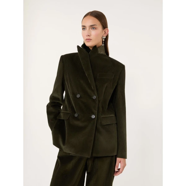 Max Mara Katanga Cotton Corduroy Double-Breasted Blazer in Khaki | Blazers | Coveti