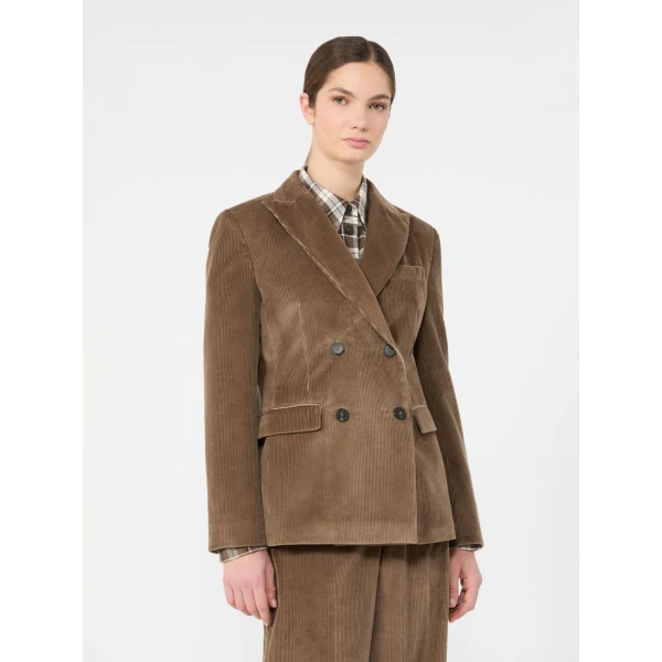 Max Mara Katanga Cotton Corduroy Double-Breasted Blazer in Light Brown | Blazers | Coveti