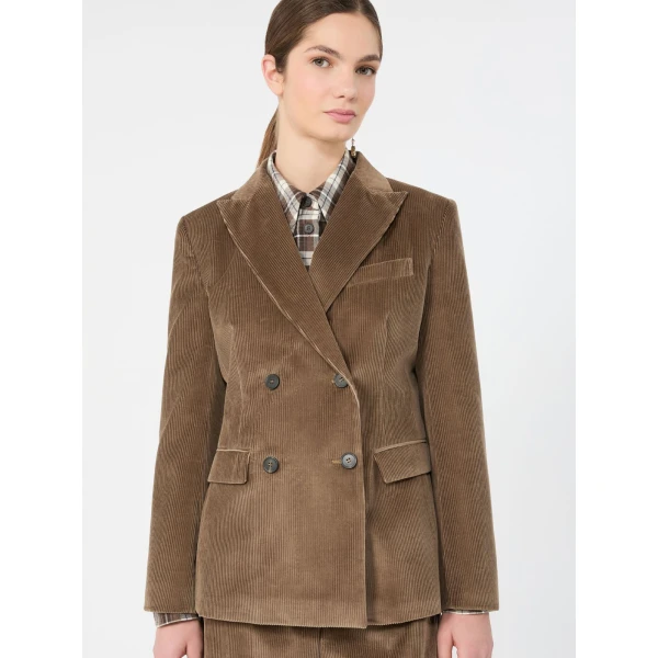 Max Mara Katanga Cotton Corduroy Double-Breasted Blazer in Light Brown | Blazers | Coveti