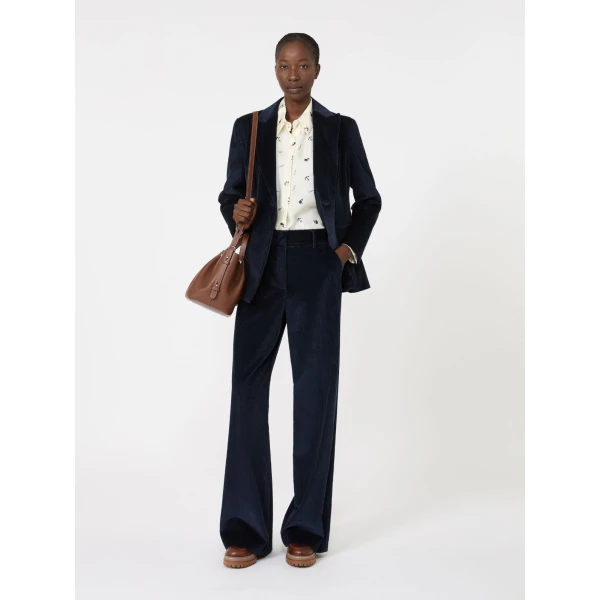 Max Mara Katanga Cotton Corduroy Double-Breasted Blazer in Navy | Blazers | Coveti