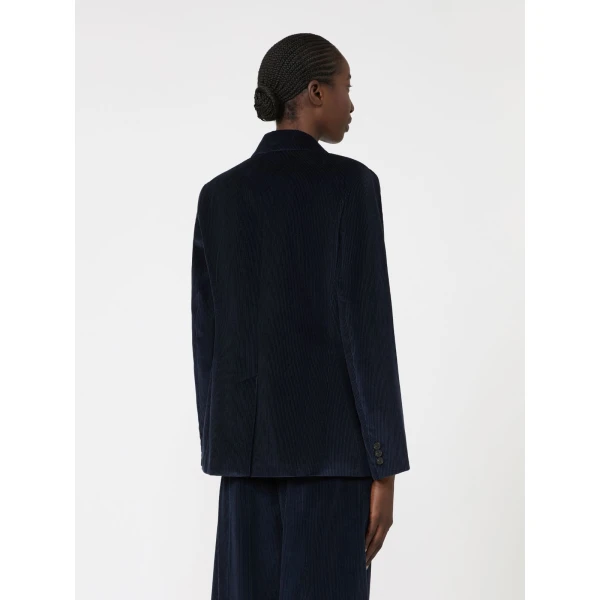 Max Mara Katanga Cotton Corduroy Double-Breasted Blazer in Navy | Blazers | Coveti