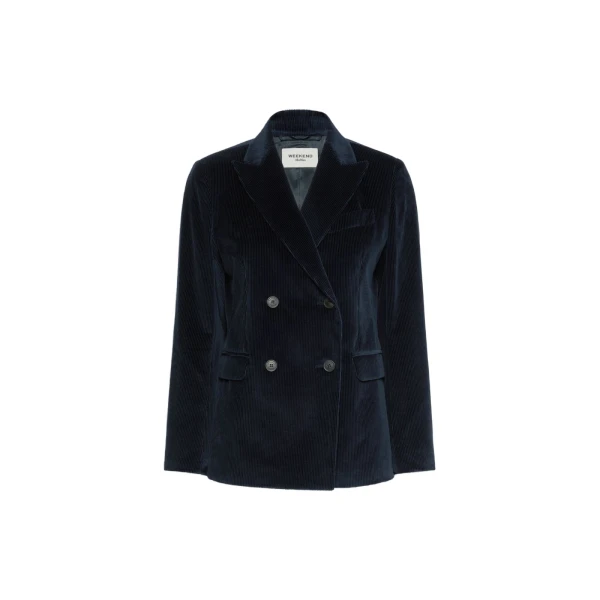 Katanga Cotton Corduroy Double-Breasted Blazer in Navy