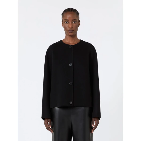 Max Mara Kate Cropped Wool Broadcloth Jacket in Black | Blazers | Coveti
