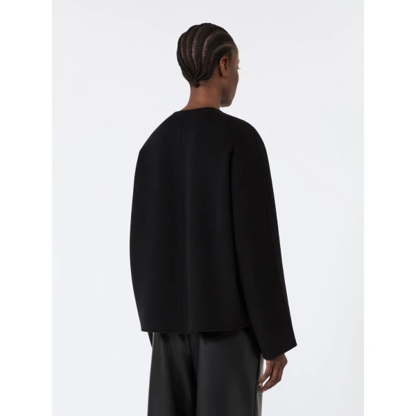 Max Mara Kate Cropped Wool Broadcloth Jacket in Black | Blazers | Coveti