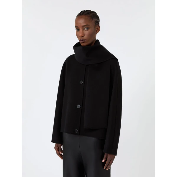Max Mara Kate Cropped Wool Broadcloth Jacket in Black | Blazers | Coveti