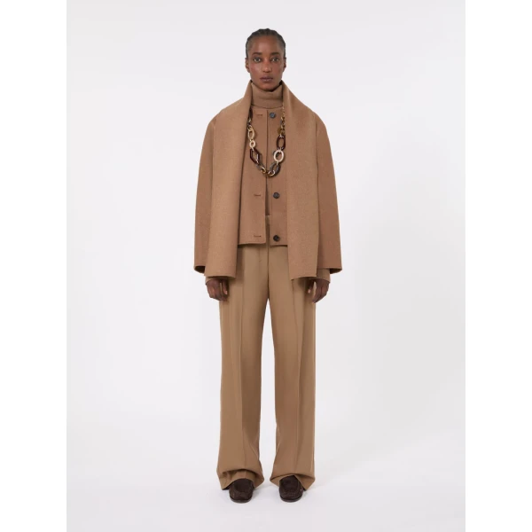 Max Mara Kate Cropped Wool Broadcloth Jacket in Camel | Blazers | Coveti