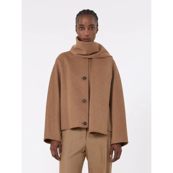 Max Mara Kate Cropped Wool Broadcloth Jacket in Camel | Blazers | Coveti