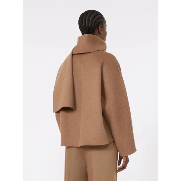 Max Mara Kate Cropped Wool Broadcloth Jacket in Camel | Blazers | Coveti