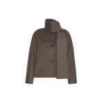 Max Mara Kate Cropped Wool Broadcloth Jacket in Medium Grey | Blazers | Coveti