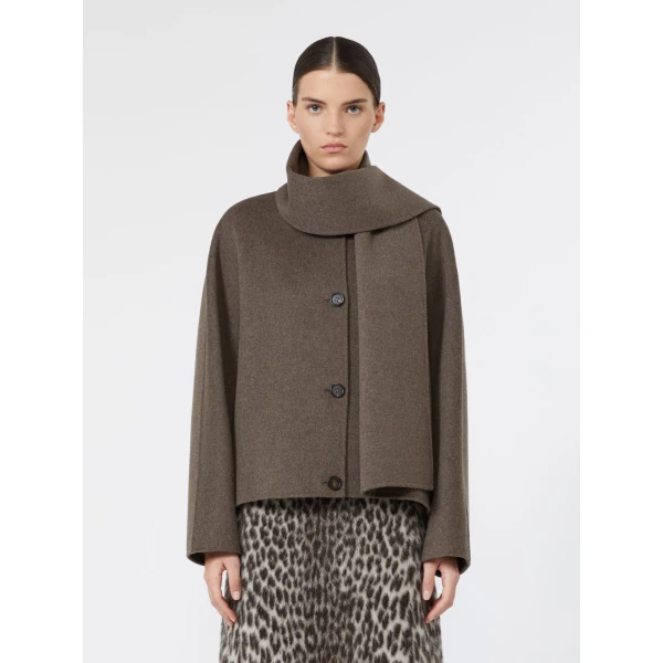 Max Mara Kate Cropped Wool Broadcloth Jacket in Medium Grey | Blazers | Coveti