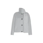 Max Mara Kate Cropped Wool Broadcloth Jacket in Pearl Grey | Blazers | Coveti