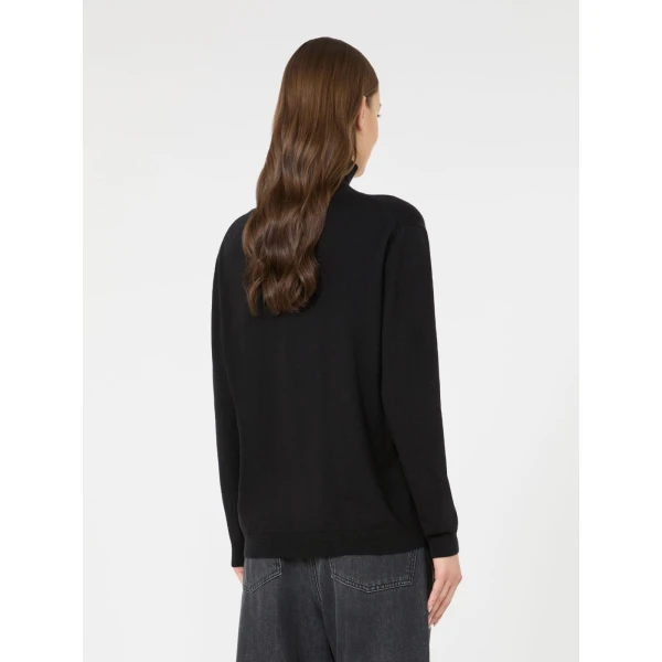 Max Mara Kiku Wool and Silk Turtleneck in Black | Turtlenecks | Coveti