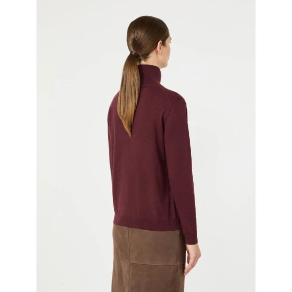 Max Mara Kiku Wool and Silk Turtleneck in Bordeaux | Turtlenecks | Coveti
